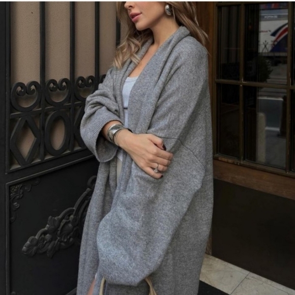 Zara Soft Knit Oversized Long Cardigan Coat - Picture 3 of 8